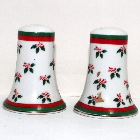 Lefton Christmas Theme Salt and Pepper Shakers With Stoppers - Picture 4 of 13